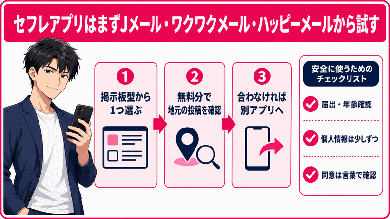 セフレアプリはまずJメール・ワクワクメール・ハッピーメールから試す